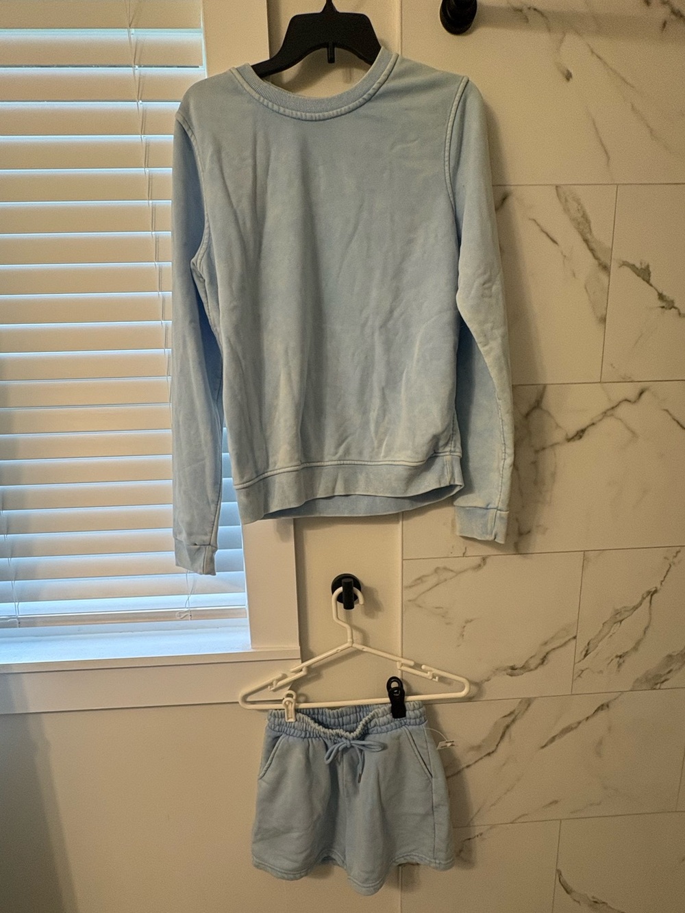 Light Blue Pajama Set - Soft Cozy Top & Shorts